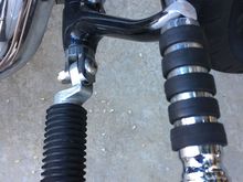 Stock foot pegs but brought closer to foot peg and extended out brake pedal