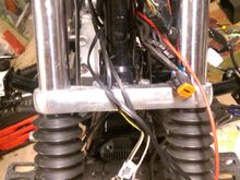 The clabling leading into the fairing. all this has to be routed around the bracket that holds the fairing on.