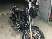 Feileod and I were at it again. We installed 12" West Coast Mx  T-bars, chrome cables, street bob headlight bucket and block and performance machine grips.