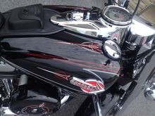 Pinstriping added to top of fuel tank