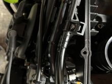 Air box is loos and moved a bit to route wire in factory harness on left side of air box looking forward.