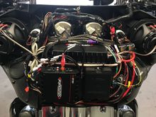 Home made mount. Just 1/8 steel plate bent a little less than 90*. 800.4 on top, 400.4 and dsr bolted to the front