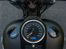 Custom LEDs in speedo by Eyezon Gauges in CA.
