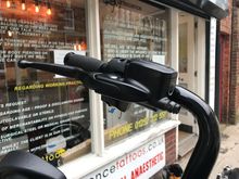 Not the usual (easy) straight into the bars we have a tight clean install of brake cable internal to bars