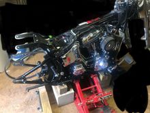 after her bath, up on blocks she went and off came the wheels to install the new rotors.