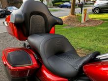 Tour-pak backrest is stock part; I had MCC recover the inset to match the seat.