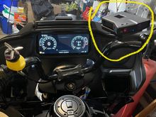 Valentine 1 mounted Using brake lever ball mount adapter