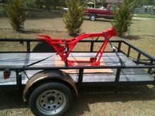 down to the frame. powder coat is Bengal Red. so, essentially, i built a red and black bike, it is just backwards from most....