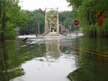 Bridge to the little community of Beaver was closed due to high water. I wanted to swim for it but the wife didn't bring her bikini.......