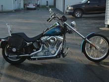 My 06 soft tail standard after the Seeger cycle chopper front end and paint.