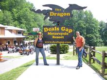 Deals Gap NC/Got my bike in the pic right behind the ol' lady.