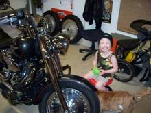 Hannah helping me work on the "Harrey" as she calls it.
