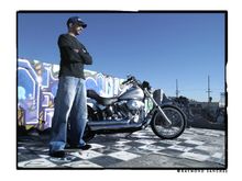 Trying to look like a "Hard-Core Biker"