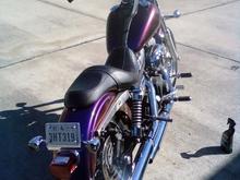 Picture from the rear showing the blue and red combining to form an electric purple.