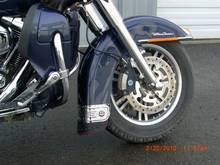 Mud flap installed to protect oil cooler from gravel etc.