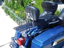 HD 4 Channel Chrome Luggage Rack and Sissybar with Comfort Stitch Backrest pad right side