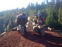 Rockers parked at start of bridge from "Stand By Me"