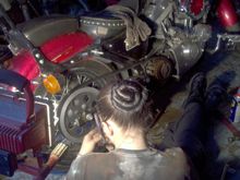 Rose replacing the drive belt on her 1998 Sporty