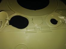 Machine gunner/radio operator hatch open, driver hatch shut , messing with fit for placement of a radius dowel to open close through RC .