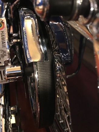 Good news: a bandsaw with a new blade cut it clean, a file smoothed out the edges, no chipped chrome.  I could’ve saved the end of the guard but didn’t think about that til I re-installed it.  Oh well, it’s looks ok if you don’t stare at it...stop staring. 