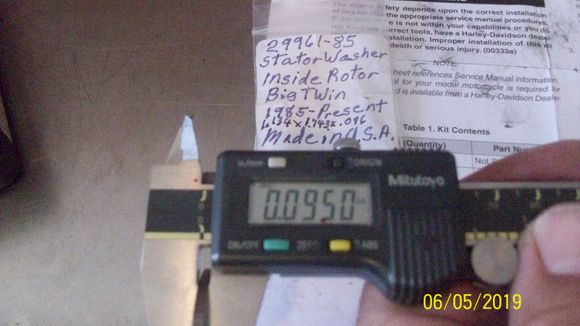 New inner stator washer at .095" inches. Thank you Homer's Cycle Shop! Found him on eBay.