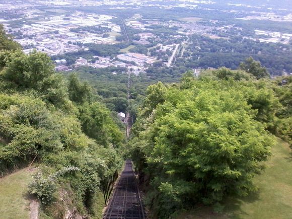 Looking down the incline....