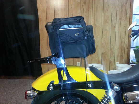Bag strapped on, but not on the fender.