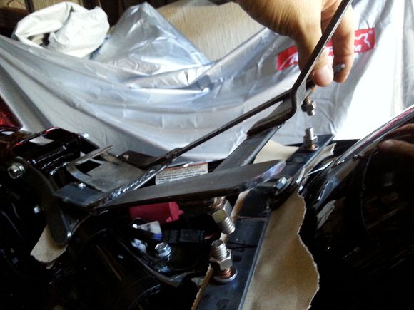 The swing-arm seat frame in position...