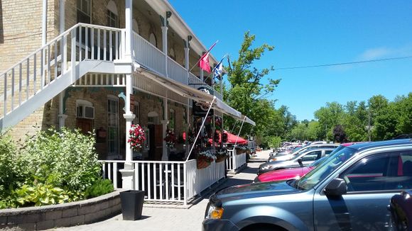 Onto Bayfield, Ontario to the "Albion Hotel" for lunch. There is a patio area shown and this Hotel has bike nights every Tuesday night during the summer months.