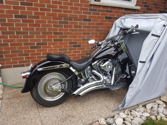 FINALLY, snow has melted and the bike is out of the shed and in the Bike Barn. Checkover tomorrow and then this years first ride.