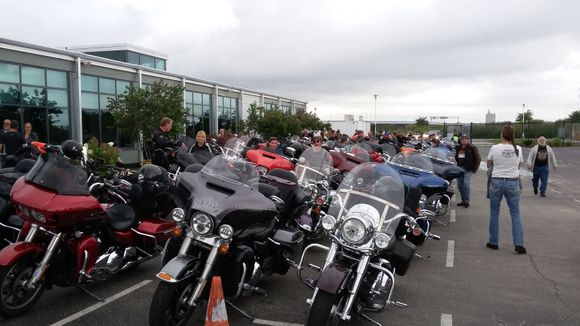 Lined up for the ferry ride from Milwaukee to Muskegon, Michigan on another rainy morning.