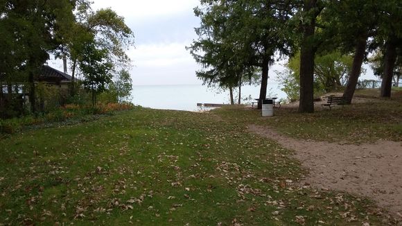 
Over a small knoll and down to the water.