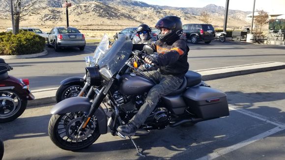 This is my buddy sitting on my bike on a ride. He is 5,8