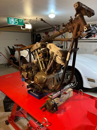 Her we are getting ready to separate the engine and transmission. 