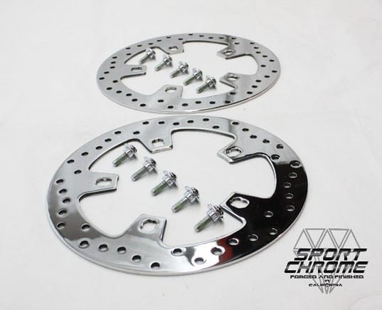 2014-2015 Harley Touring Mirror Polished Front Brake discs rotors with Chrome Plated hardware