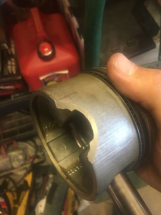 Picked the top end up from his buddy today.   Looks like a piece of this skirt got knocked off and went the through the motor.