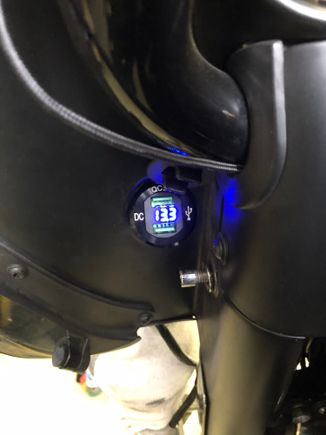 Ordered this dual charger with volt gauge off eBay for $12.99 shipped. It took a little dremmel work to widen the hole. I am pleased with the outcome. 