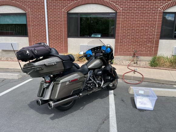 Washed a weeks worth of grime off the bike at the hotel