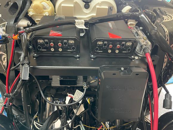 Happy with the DSP mount. Clears the fairing, and actually gives a nice spot to tuck wires behind. 