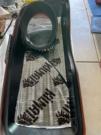 Sealed up the speaker mount and added some Soundmat to the lid top. Hoping to keep the latches and hinges from rattling. 