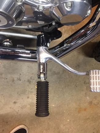 it'd feel a lot more comfortable for me if the peg was closer the the brake and shift pedals.