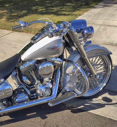 Custom Harley with Highway bar mounted motorcycle speakers