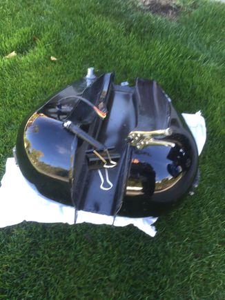 Tank off, need to get the old hose off and drain the other side.  I had less than a gallon in there.