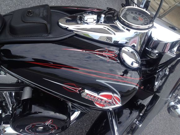 Pinstriping added to top of fuel tank