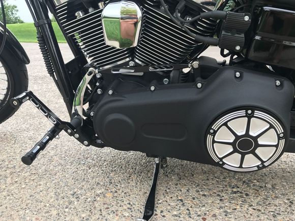 CNC'd pegs, shift bar, shift linkage and derby cover