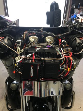 Home made mount. Just 1/8 steel plate bent a little less than 90*. 800.4 on top, 400.4 and dsr bolted to the front