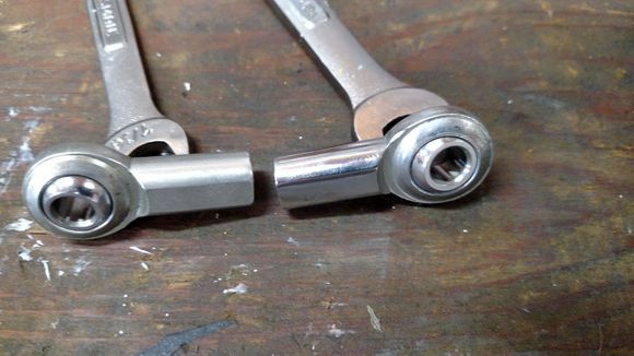The Heim joint on the right has been sanded and polished.