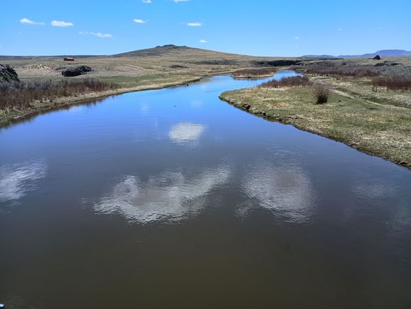 The Rio Grande lazily flowing south through Colorado.