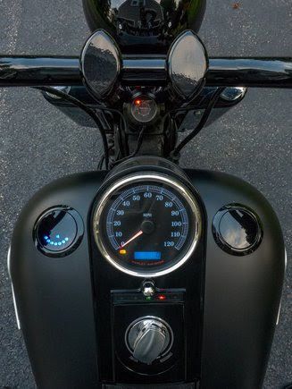 Custom LEDs in speedo by Eyezon Gauges in CA.
