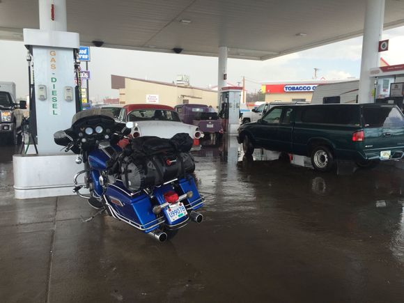 When I got into Cut Bank, I hid in here with a bunch of other people. The storm was heading East, and so was I. So I decided to tie down in Cut Bank in a motel.